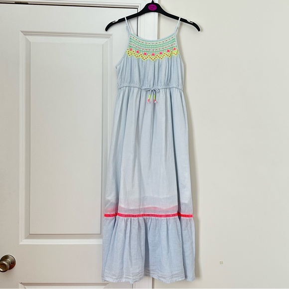 Cat & Jack Other - Cotton Seersucker Embroidered Girls Maxi Dress